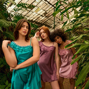 Satin Chemise — Brown, Burgundy, Rose, Simon, Turquoise & Dark Purple