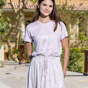 Sparkle Print Tee Lounge Dress — Lilac Rose