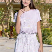 Sparkle Print Tee Lounge Dress — Lilac Rose