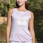Swan Print Tank & Shorts Pajama Set — Lilac