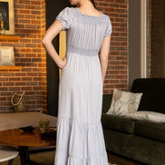 Maxi Dress with Smocked Details — Light Grey