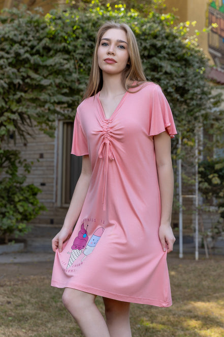 Homewear Dress with Ice Cream Print — Pink