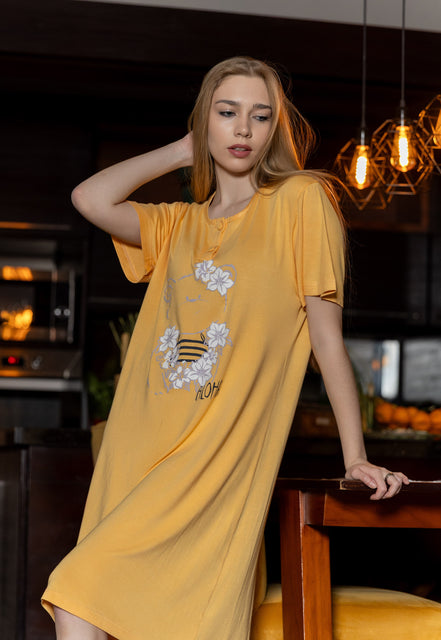 Short-Sleeve Nightgown — Yellow