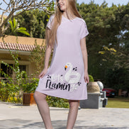 Flamingo Print Tee Nightdress — Lilac