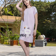 Flamingo Print Tee Nightdress — Lilac