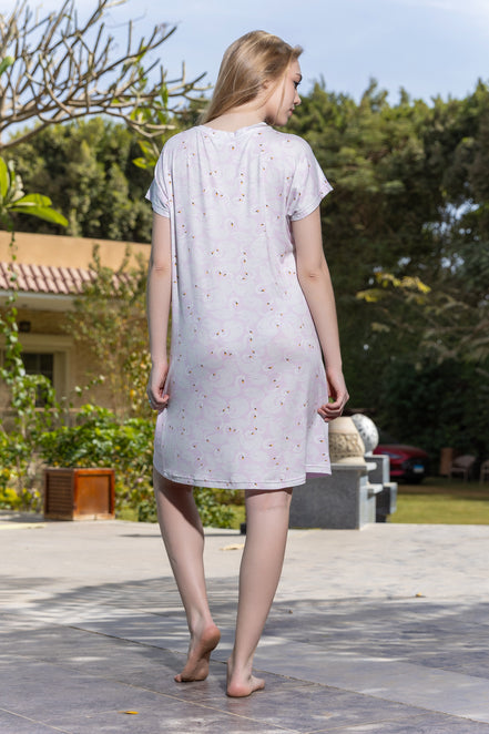 Flamingo Print Tee Nightdress — Lilac