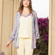 3-Piece Pajama Set — Cream & Grey with Playful Print