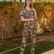 Pajama Set — Brown, Gold & Black Animal Print
