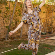Pajama Set — Brown, Gold & Black Animal Print