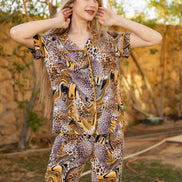 Pajama Set — Brown, Gold & Black Animal Print