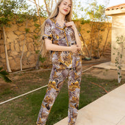 Pajama Set — Brown, Gold & Black Animal Print
