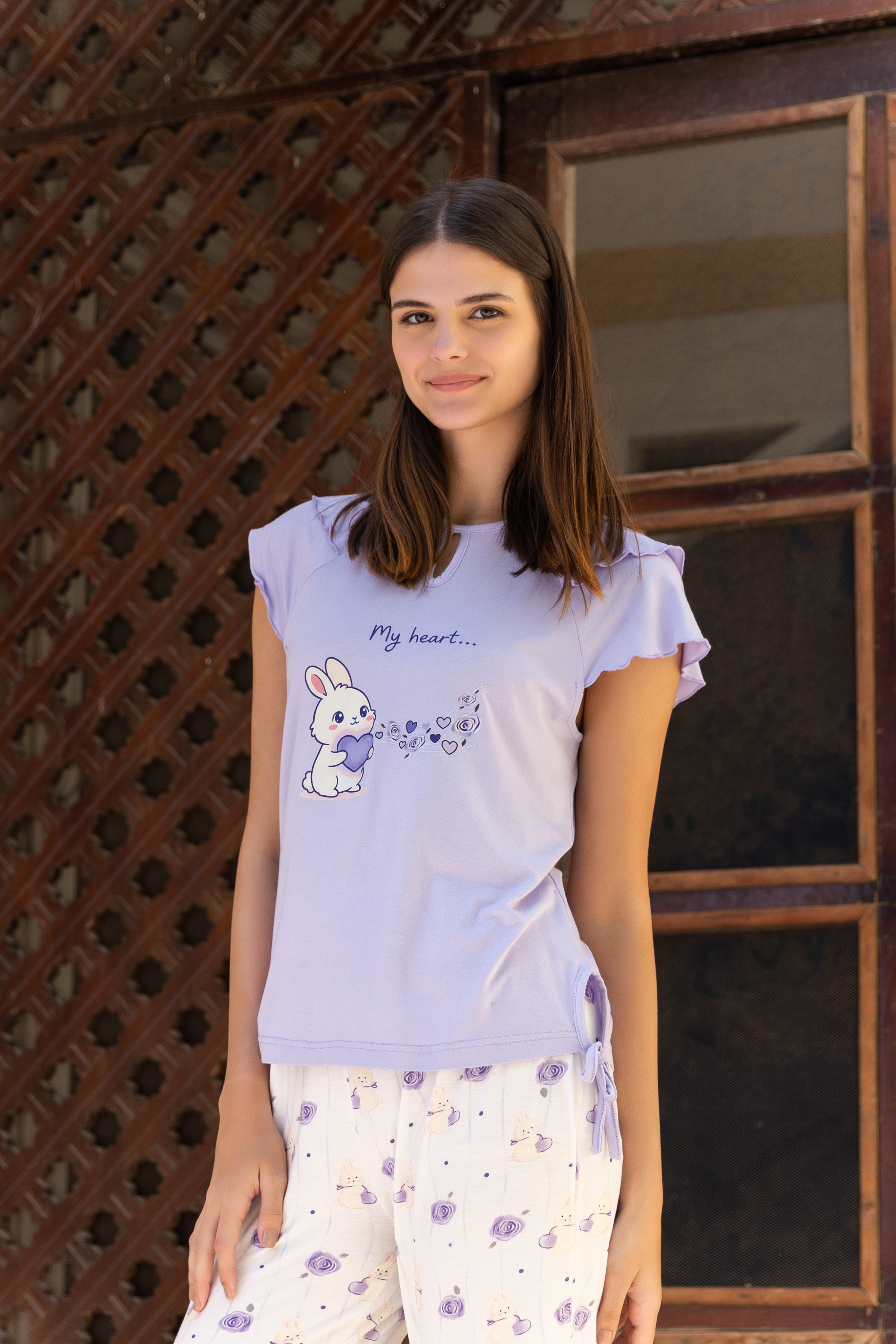 Pajama Set — Lavender & White