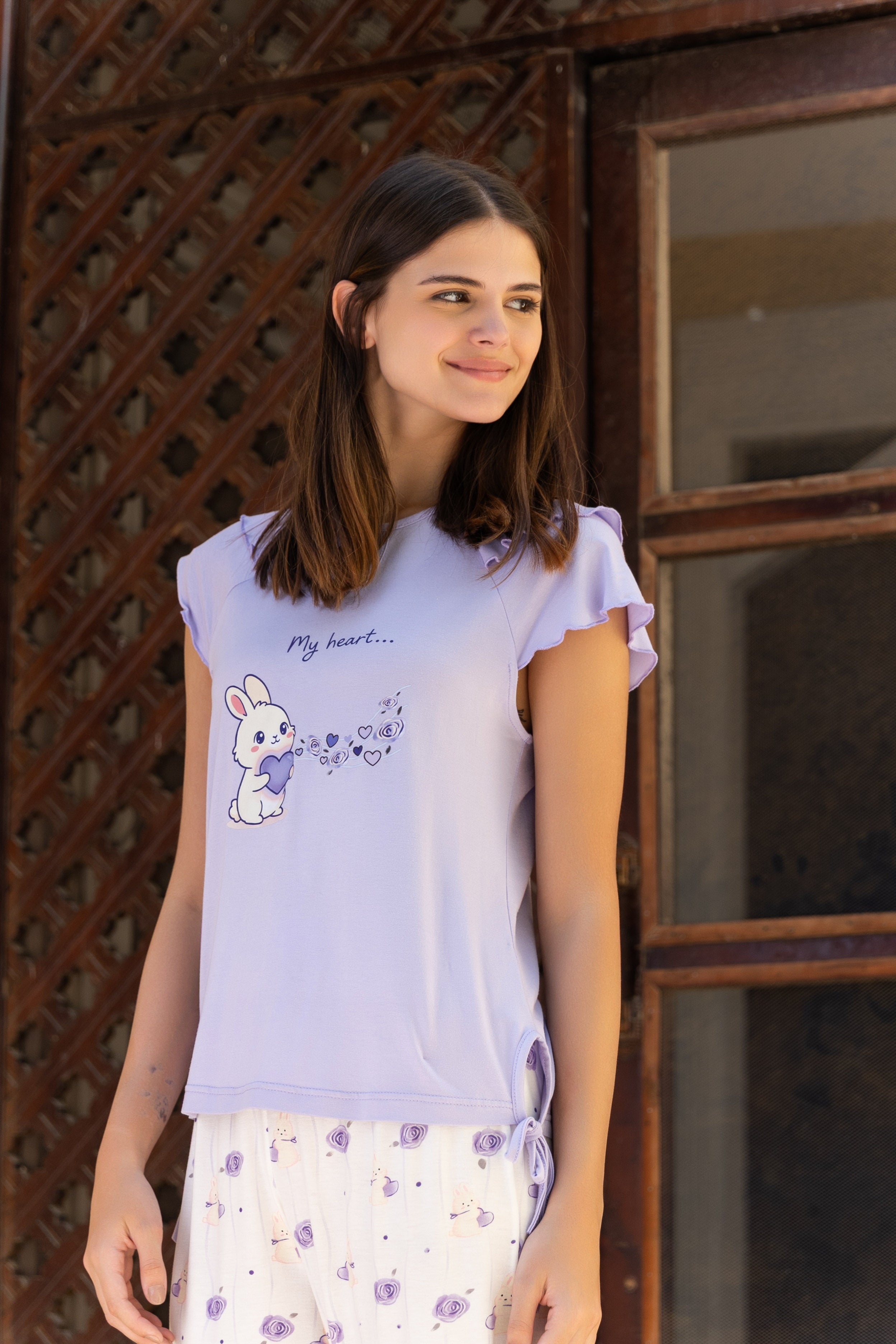 Pajama Set — Lavender & White