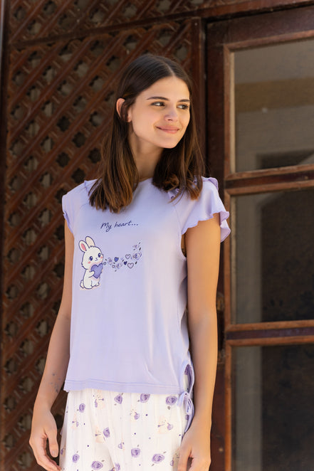 Pajama Set — Lavender & White