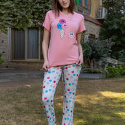 Pajama Set — Pink & Multi-color Polka Dot