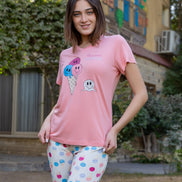 Pajama Set — Pink & Multi-color Polka Dot