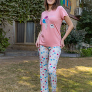 Pajama Set — Pink & Multi-color Polka Dot