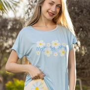 Daisy Print Homewear Set — Light Blue & Cream Floral