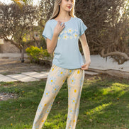 Daisy Print Homewear Set — Light Blue & Cream Floral