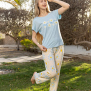 Daisy Print Homewear Set — Light Blue & Cream Floral
