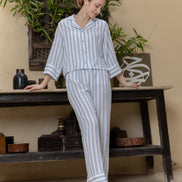 Striped Classic Pajama Set — Linen Look