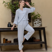 Striped Classic Pajama Set — Linen Look