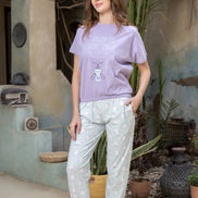 Graphic Tee & Jogger Pants Set — Purple & Grey