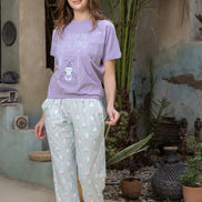 Graphic Tee & Jogger Pants Set — Purple & Grey