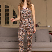 Leopard Print Cami & Pants Set — Brown