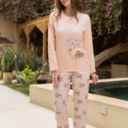 Cotton Pajama Set with Teddy Bear Print