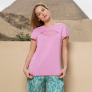 Viscose Lycra Top & Satin Pants Set — Pink & Teal Floral