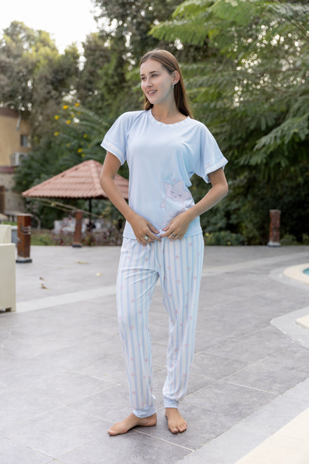 Pajama Set with Star Graphic — Rose & B.Blue