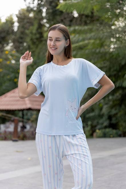 Pajama Set with Star Graphic — Rose & B.Blue