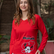 Minnie Mouse Cotton Pajama Set — Red & Grey