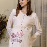 Maternity Pajama Set with 'Baby' Print — Blue & Rose