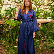 Satin Robe — Dark Blue & Red