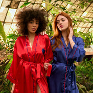 Satin Robe — Dark Blue & Red