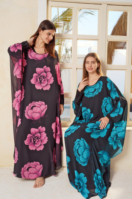 Floral Kaftan Dress — B.Blue, Pink, Rose & Turquoise