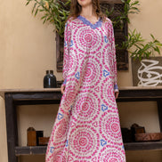 Embellished Satin Kaftan — Rose Medallion