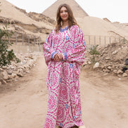 Embellished Satin Kaftan — Rose Medallion