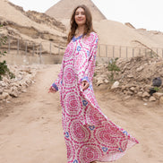 Embellished Satin Kaftan — Rose Medallion
