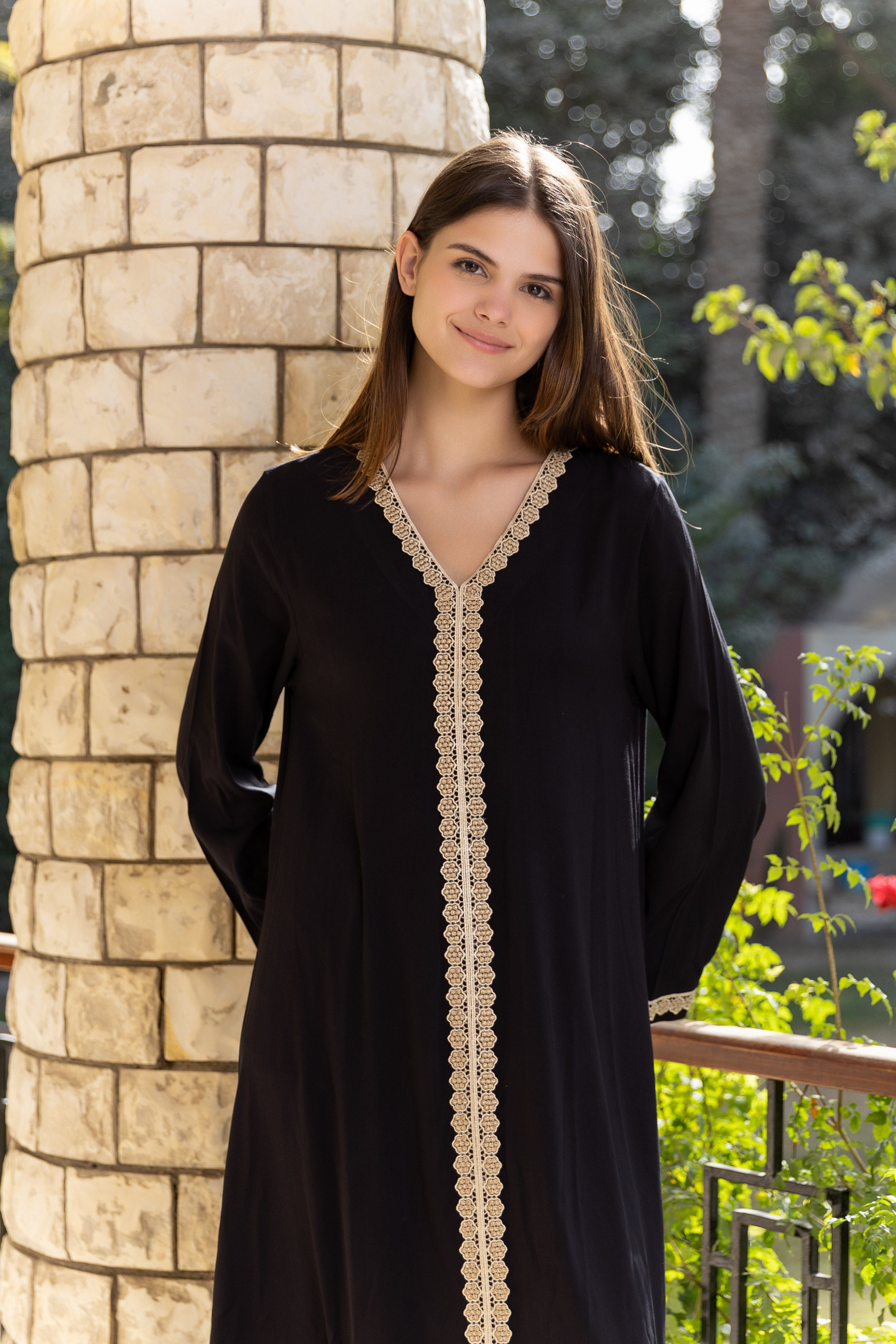 Kaftan — Black with Contrast Trim