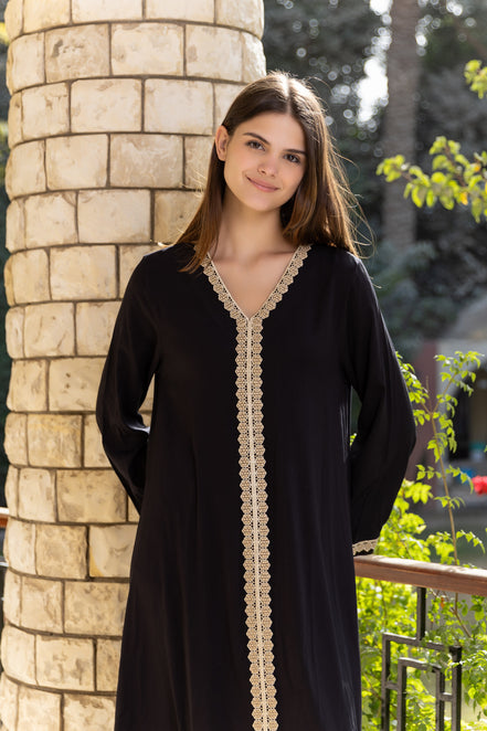 Kaftan — Black with Contrast Trim