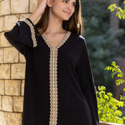 Kaftan — Black with Contrast Trim