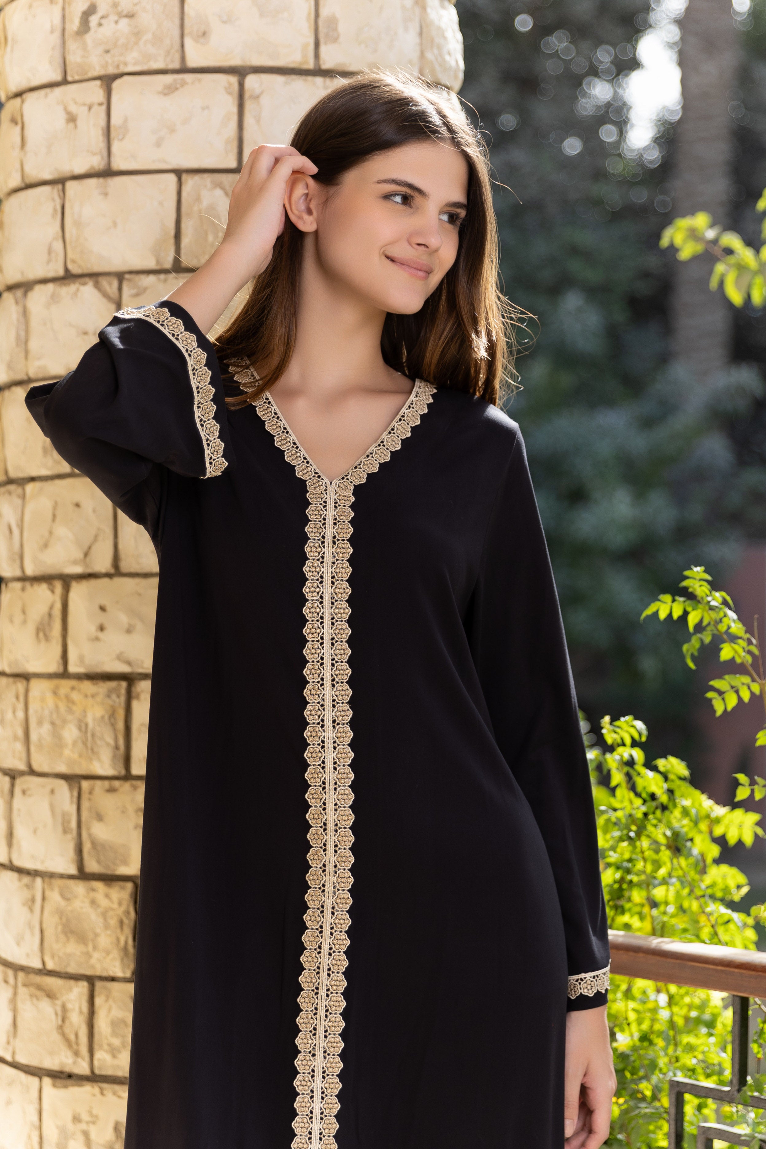 Kaftan — Black with Contrast Trim