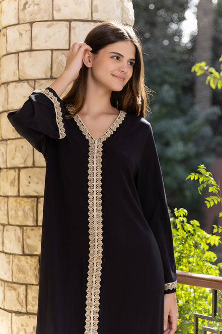 Kaftan — Black with Contrast Trim